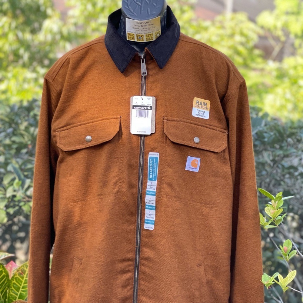 Carhartt Pawnee Shirt Jacket 2XL Brown Flannel Lined Work Coat NWT